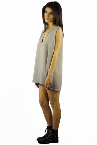 EastNWest Label Chain Top Dress Grey- TOPS-EASTNWESTLABEL-Free Vibrationz