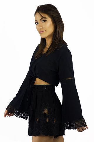 Elan Gypsy Days Black Fringe Cover Up