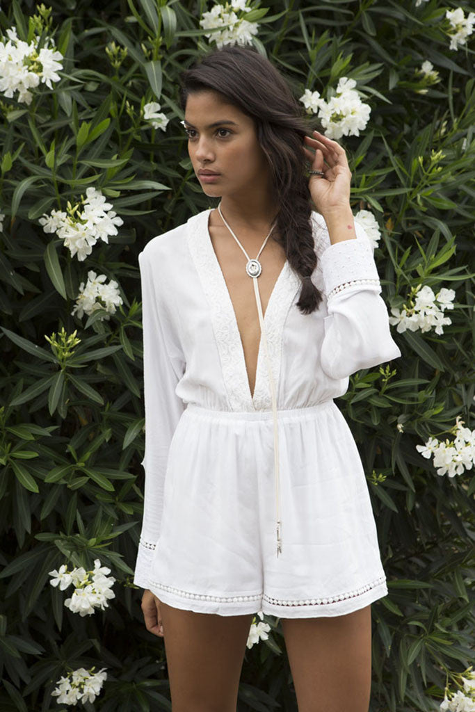 Somedays Lovin Nadin Lace Plunging Playsuit Cream
