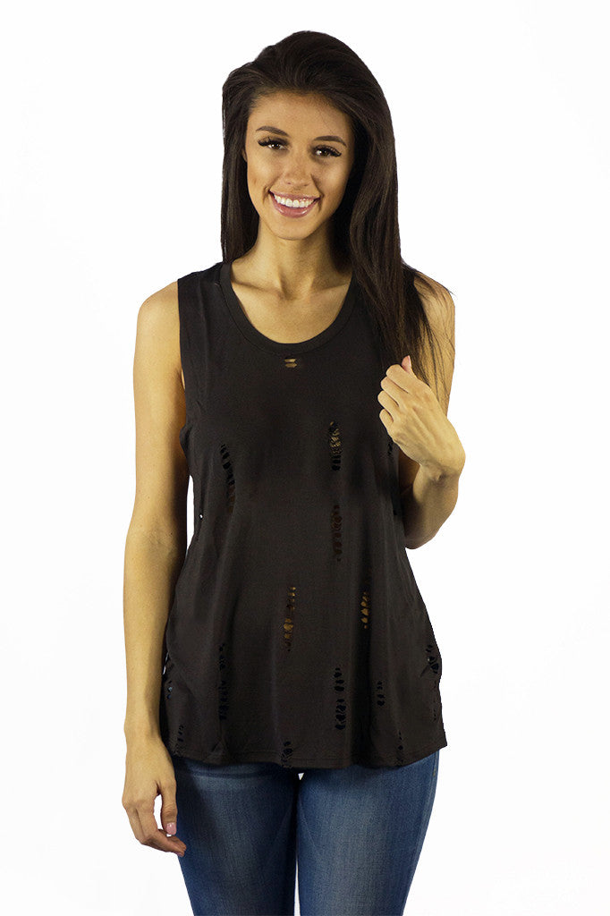 Stillwater The Shredded Favorite Tank Charcoal - TOPS - STILLWATER - Free Vibrationz - 3