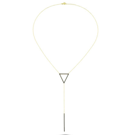 Amorium Gold Plated Black Triangle and Line Necklace- ACCESSORIES-Amorium-Free Vibrationz