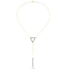Amorium Gold Plated Black Triangle and Line Necklace- ACCESSORIES-Amorium-Free Vibrationz