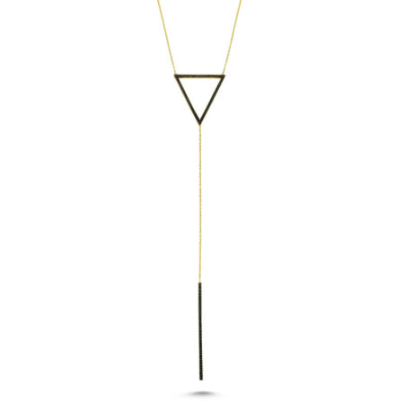 Amorium Gold Plated Black Triangle and Line Necklace
