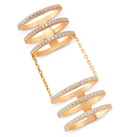 Amorium Rose Gold Plated Sterling Silver Six Line Ring