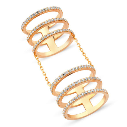 Amorium Rose Gold Plated Sterling Silver Six Line Ring- ACCESSORIES-Amorium-Free Vibrationz