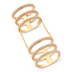 Amorium Rose Gold Plated Sterling Silver Six Line Ring- ACCESSORIES-Amorium-Free Vibrationz