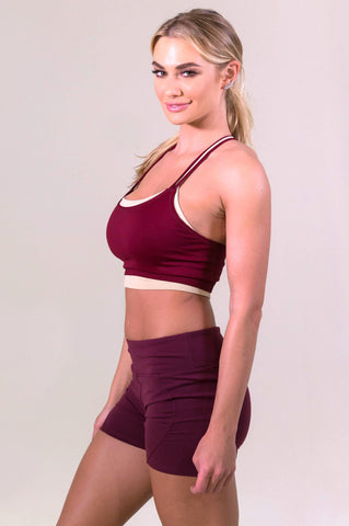 NikiBiki Cross Strap Bra Top - Maroon