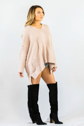 Cecico Shredded Blushing Sweater- OUTERWEAR-Cecico-Free Vibrationz