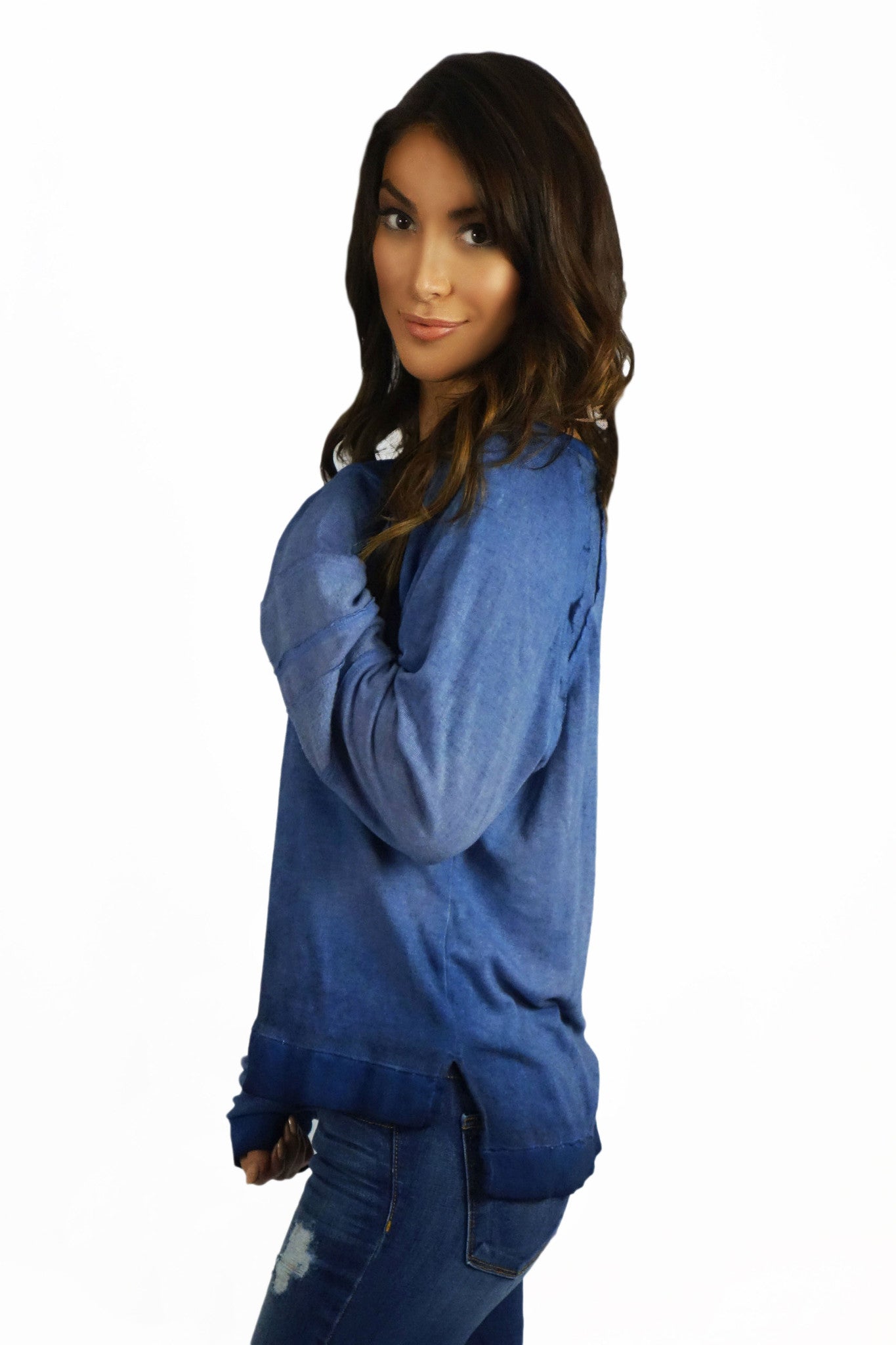 Able USA Ombre Blue Sweater- OUTERWEAR-ABLE USA-Free Vibrationz