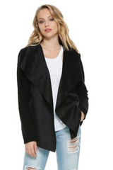 Elan Black on Black Suede Jacket - OUTERWEAR - ELAN - Free Vibrationz