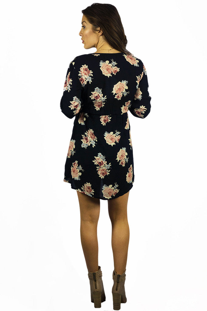 Band Of Gypsies Wrap Front Tea Dress Black Rose Band Of Gypsies Wrap Front Tea Dress Black Rose