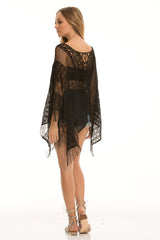 Elan Gypsy Days Black Fringe Cover Up- SWIMWEAR-ELAN-Free Vibrationz