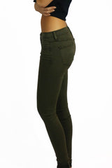 Flying Monkey Vintage Dyed Cuffed Skinny Jeans - Army Green- BOTTOMS-FLYING MONKEY-Free Vibrationz