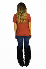 MinkPink Wild And Free V-Neck Tee- TOPS-Mink Pink-Free Vibrationz