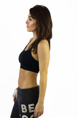 NikiBiki Cross Strap Bra Top Black- ACTIVEWEAR-NIKIBIKI-Free Vibrationz