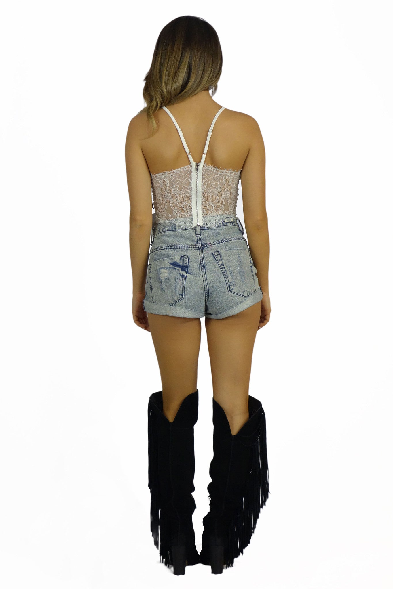 Rehab Crop Top With Lace Back - TOPS - REHAB - Free Vibrationz - 3