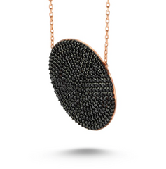 Amorium Black Circle Disk Necklace in Rose Gold - ACCESSORIES - Amorium - Free Vibrationz - 2