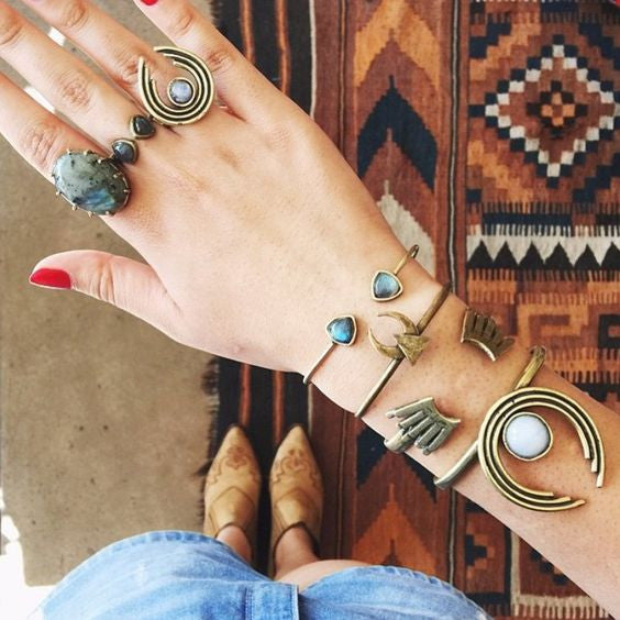 Torchlight Aurora Cuff Brass with Labradorite - ACCESSORIES - Torchlight - Free Vibrationz - 5