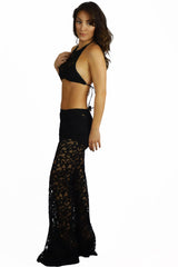 Vintage Havana Black Stretch Crochet Bell Bottom Pants - BOTTOMS - VINTAGE HAVANA - Free Vibrationz - 2