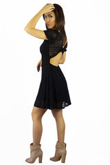 Vintage Havana Black Crochet Tie Back Dress - DRESSES - VINTAGE HAVANA - Free Vibrationz - 1