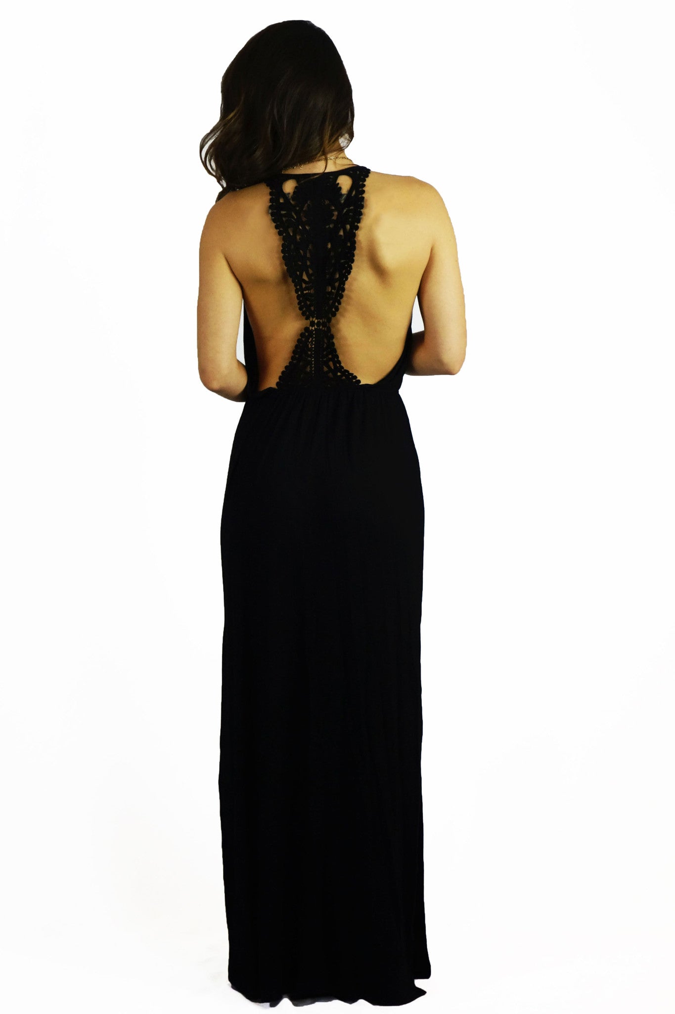 Vintage Havana Open Back Crochet Maxi Dress Vintage Havana Open Back Crochet Maxi Dress