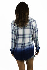 Vintage Havana Navy Dip Dye Sia Plaid Shirt - TOPS - VINTAGE HAVANA - Free Vibrationz - 3