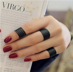 Black Metal Ring Set- ACCESSORIES-Free Vibrationz-Free Vibrationz