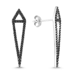 Amorium Black Sterling Silver Aria Earring- ACCESSORIES-Amorium-Free Vibrationz