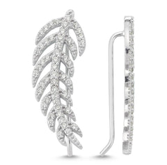 Amorium Feather Ear Cuff in Silver- ACCESSORIES-Amorium-Free Vibrationz