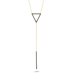 Amorium Gold Plated Black Triangle and Line Necklace- ACCESSORIES-Amorium-Free Vibrationz