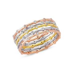 Amorium Rose Gold Stone Band Ring- ACCESSORIES-Amorium-Free Vibrationz